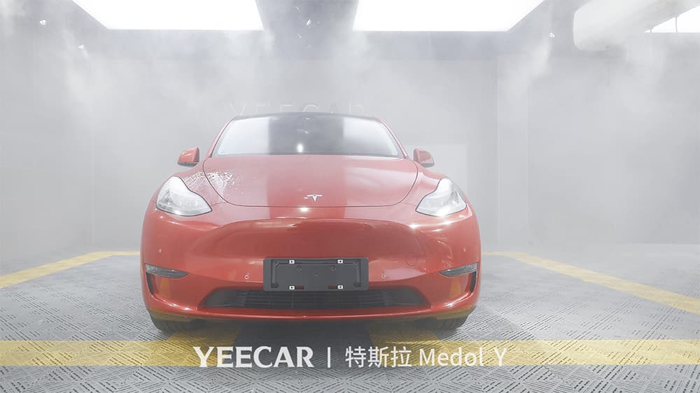 特斯拉ModelY红色施工YEECAR隐形车衣流程及效果展示(图二) 特斯拉ModelY红色施工YEECAR隐形车衣流程及效果展示(图二)